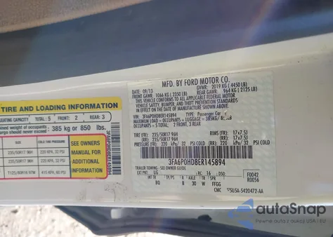 2014 Ford Fusion Se из США, поврежденный, VIN 3FA6P0HD8ER145894